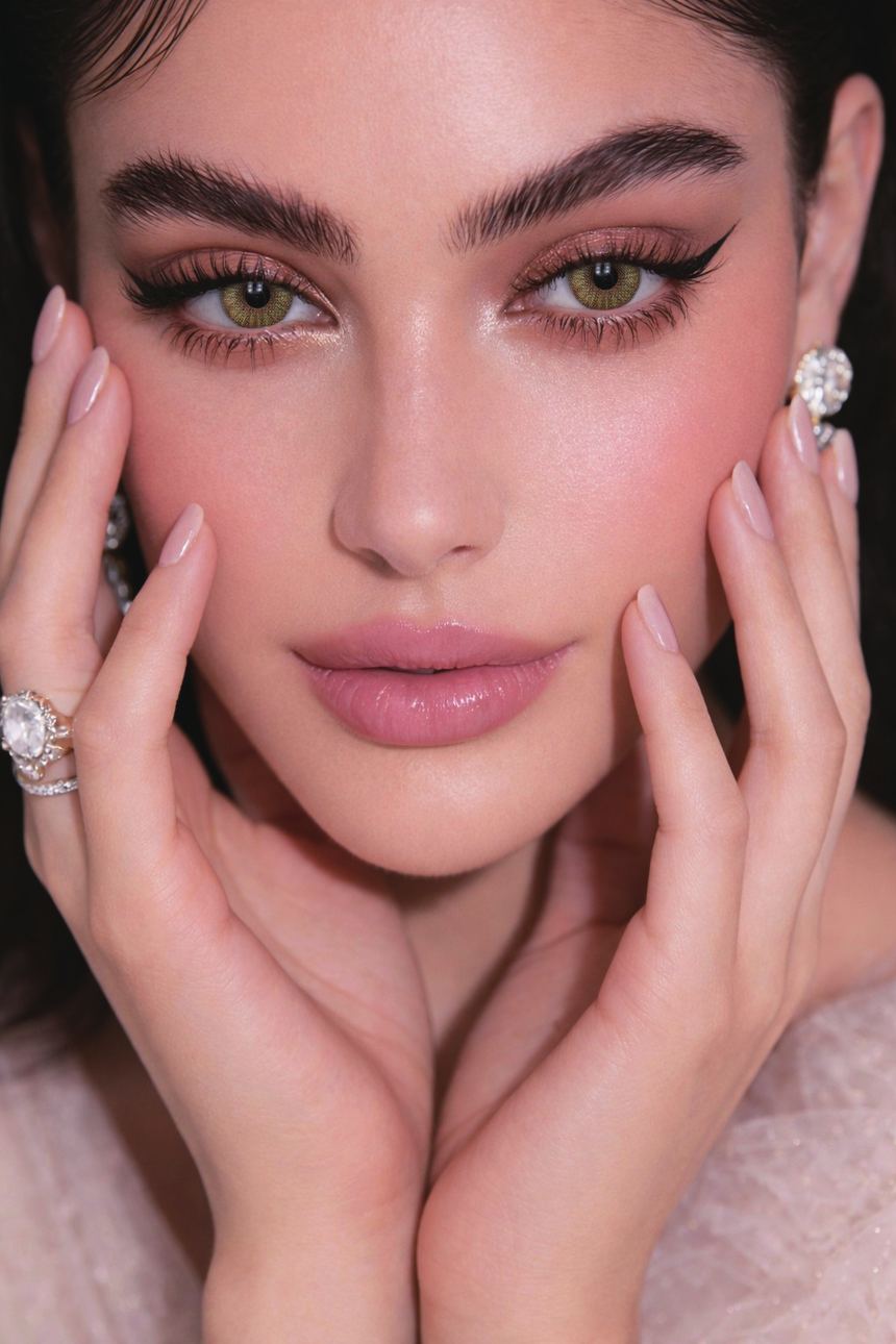 Cat Eye lenses worn by a model