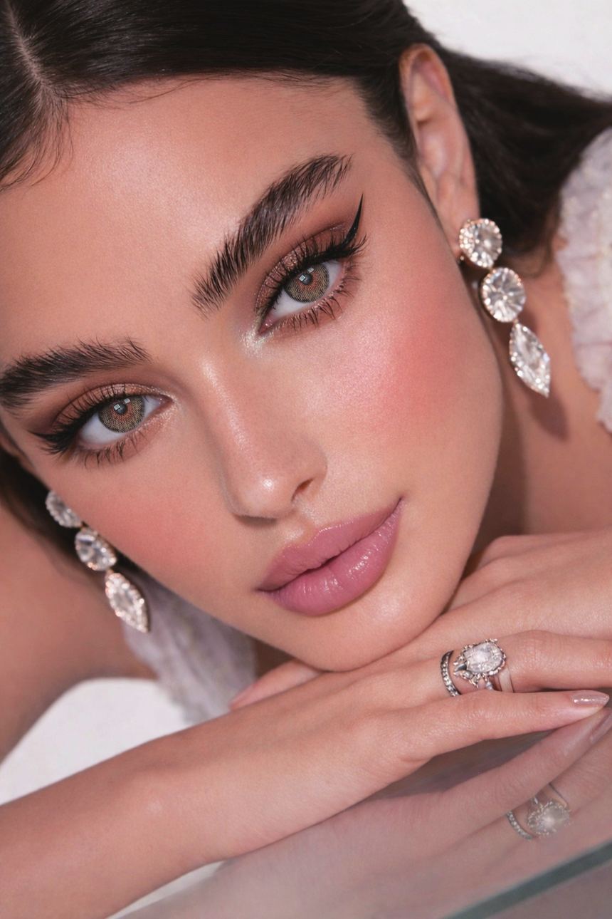 Fancy Brown lenses worn by a model