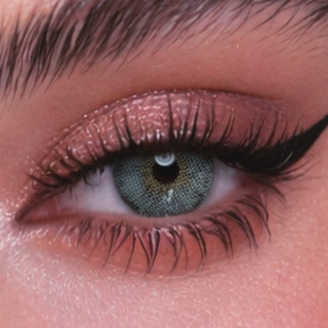 Close-up of an eye wearing Fancy Green lenses