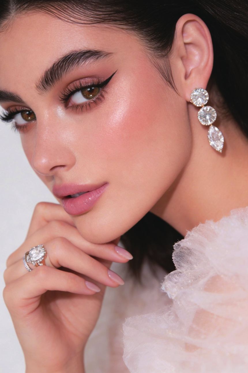 Fancy Hazel lenses worn by a model