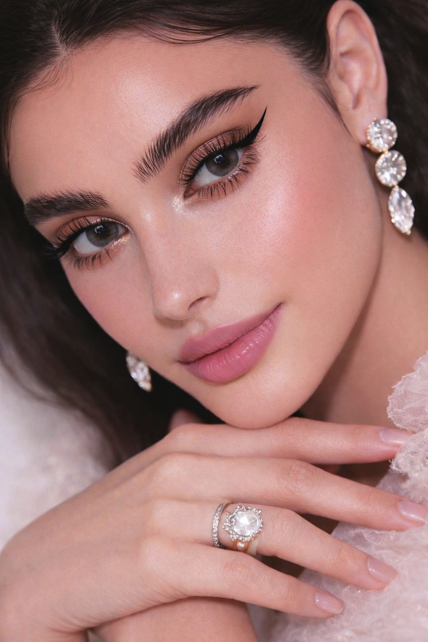 Lady Gray lenses worn by a model